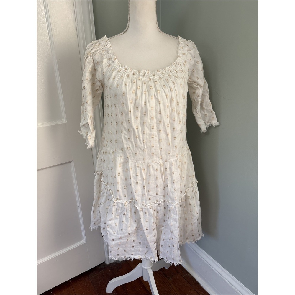 Vineyard Vines LUREX DOBBY OFF THE SHOULDER Dressโ White Gold Medium